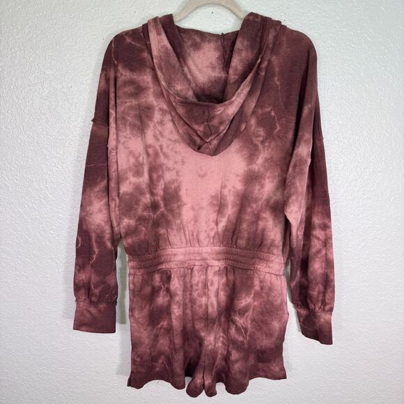 Free People Movement Romper Womens Large Tie Dye Hooded Jumpsuit Terry Cloth L - Picture 2 of 12